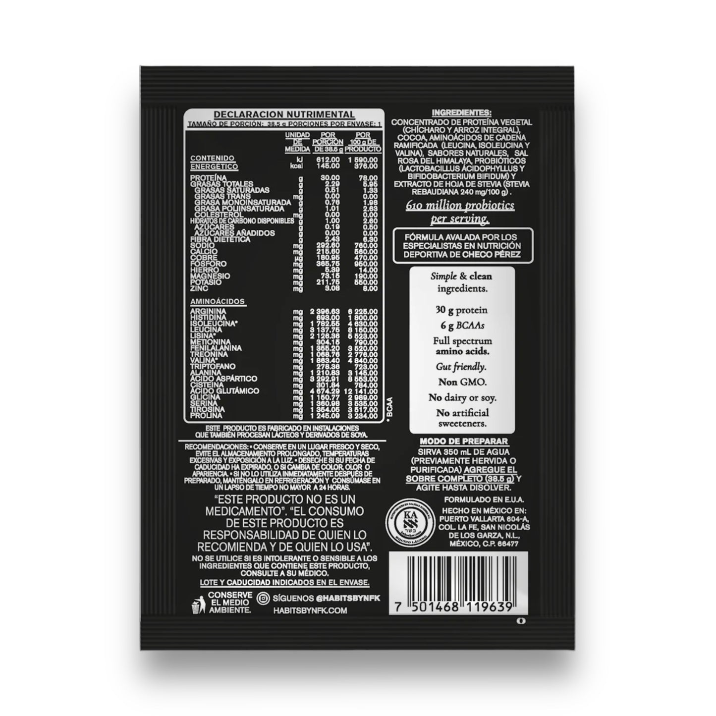 Proteína HP Cacao Sobre Individual HABITS