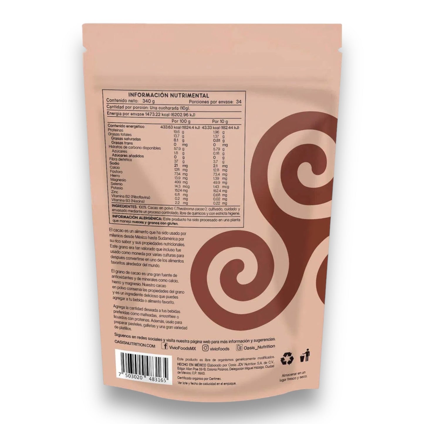 Cacao Orgánico en Polvo Vivio Foods