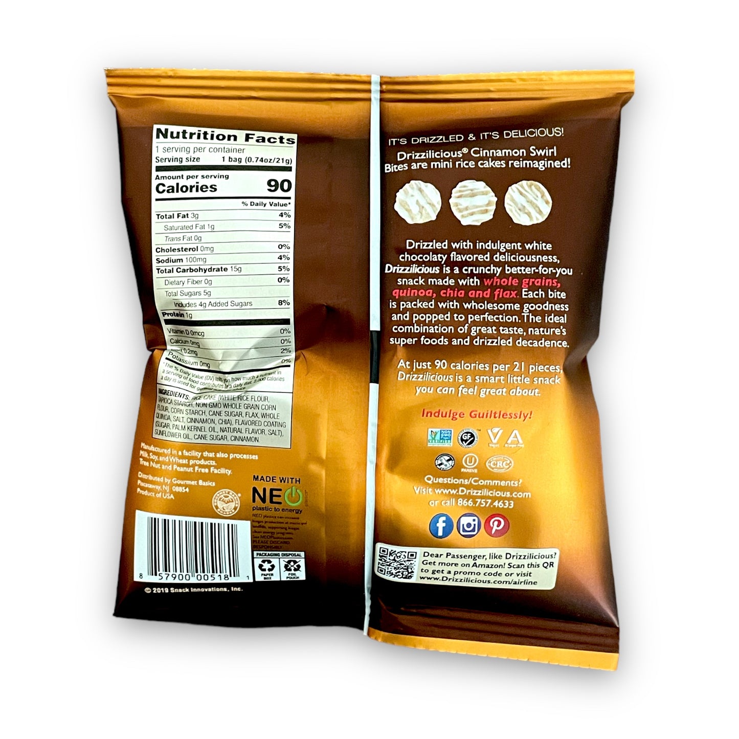 DRIZZILICIOUS Galletas de arroz sabor Canela